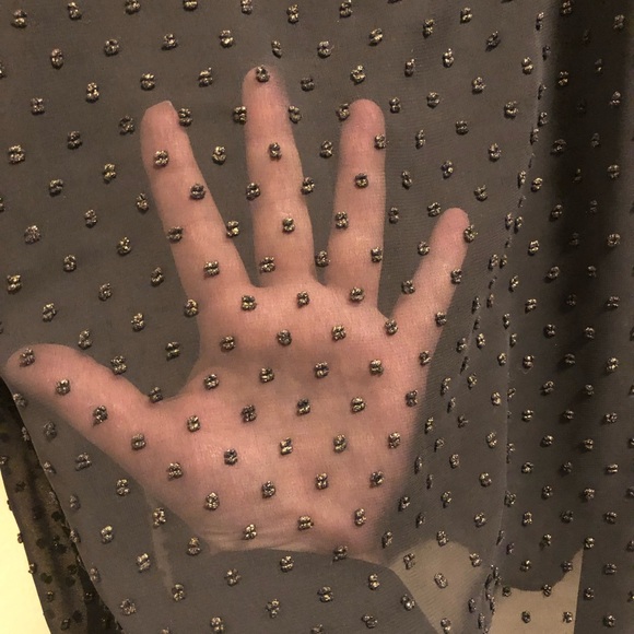 Torrid sheer blouse with gold textured polka dots - Picture 4 of 5